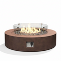 MGO Outdoor Propane Fire Pit Table with Wind Guard, Transparent Gray Fire Glass, Waterproof Cover for Garden, Backyard