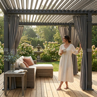 12X20 Louvered Pergola,Dark Grey Aluminum Frame with Adjustable Rainproof Roof, Featuring Waterproof Curtains and Nets — Lifestyle